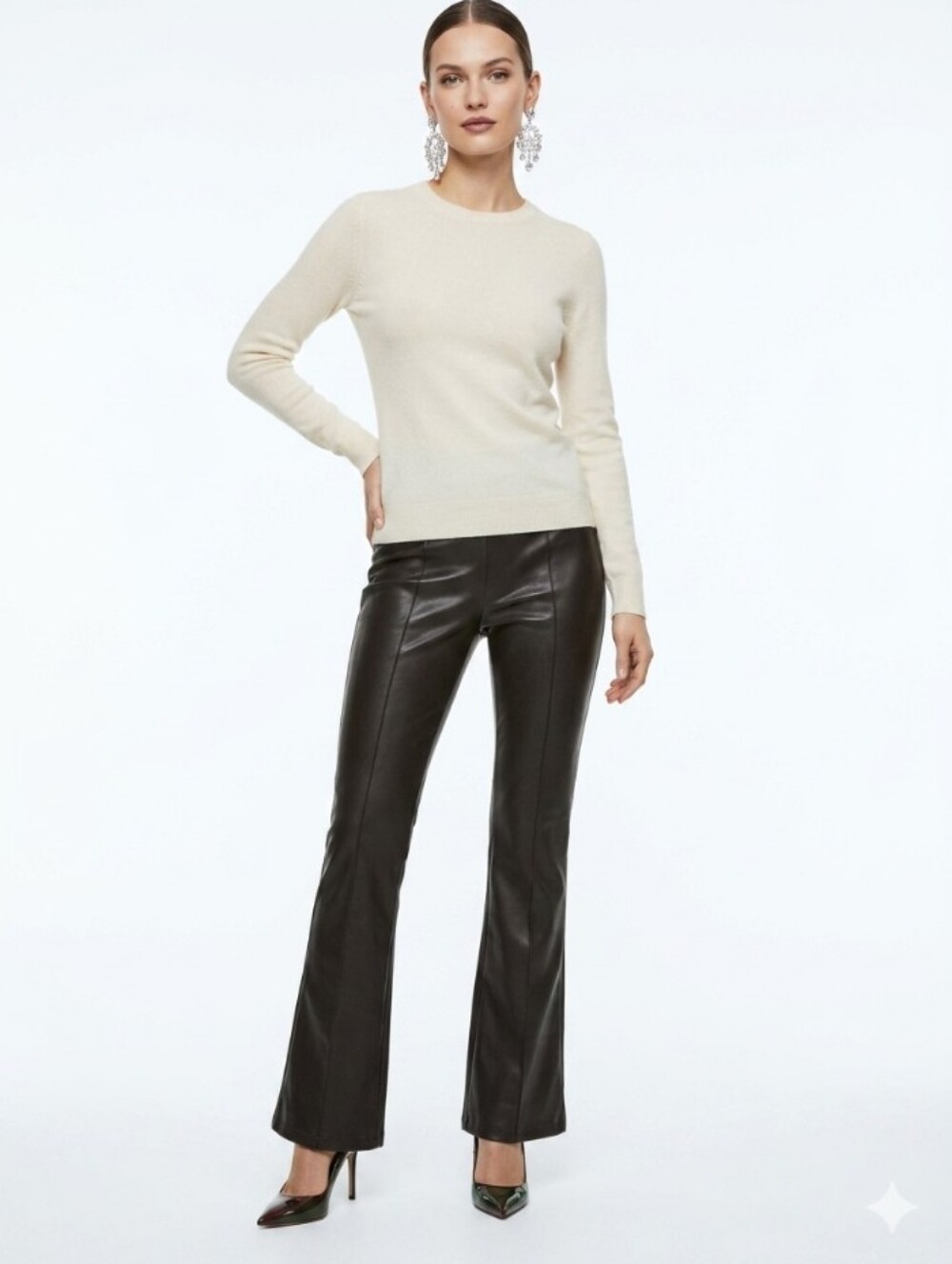 NEW Abercrombie & Fitch Black Faux Leather Flare- Boot cut Pants